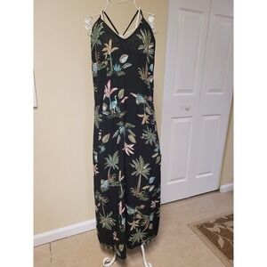 Old Navy Tropical Palm Tree Cruise/Beach Bohemian  Maxi Dress Black Womens Size